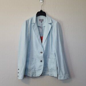 Pure Collection Laundered Linen Jacket Front Pockets 2 Button Closure Size 6